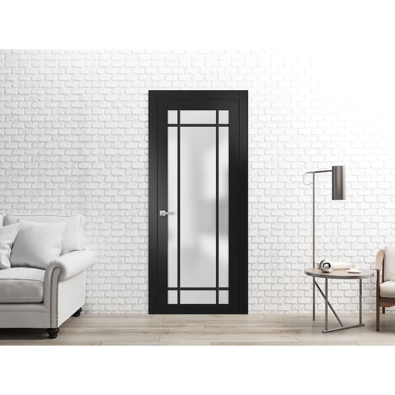 Solid French Door 18 x 80 Planum 2112 Matte Black| Bathroom