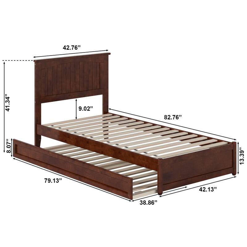 Malta Platform Bed with Panel Footboard and Twin XL Trundle