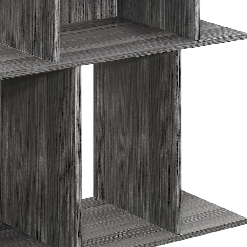 HomeRoots 24" Dark Gray Wood End Table With Six Open Shelves - 11.75