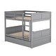 preview thumbnail 10 of 48, Elegant Full Over Full Bunk Bed, Twin Size Trundle with Removable Casters, Split into Two Separate Beds, Space-saving, Gray