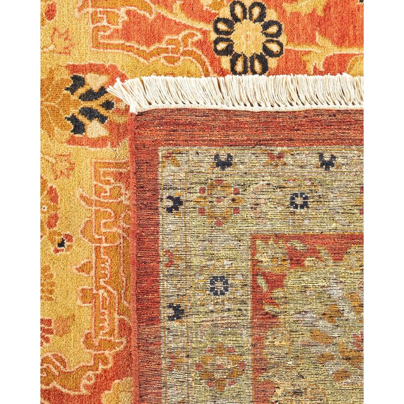 Overton Handknotted Wool Traditional Oriental Orange Area Rug - 8' x 10'