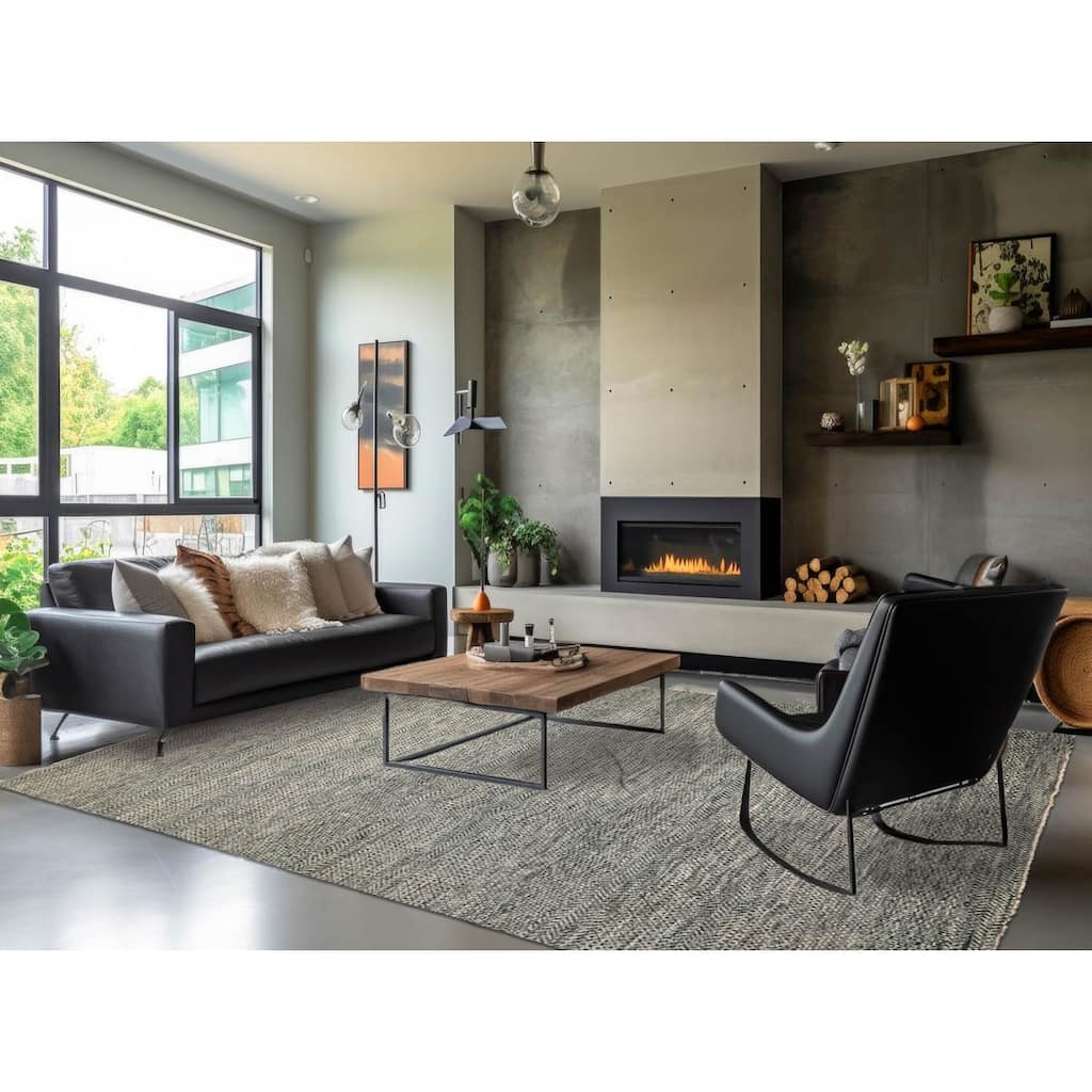 Ivory Contemporary Wool 8x10 Hand Knotted Geometric Style Area Rug - 8' 1'' x 10' 2''