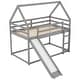 preview thumbnail 10 of 12, Elegant House Shape Twin over Twin Bunk Bed with Slide, Guardrails and Ladder, Designed for Child Safety, Gender Neutral, Grey