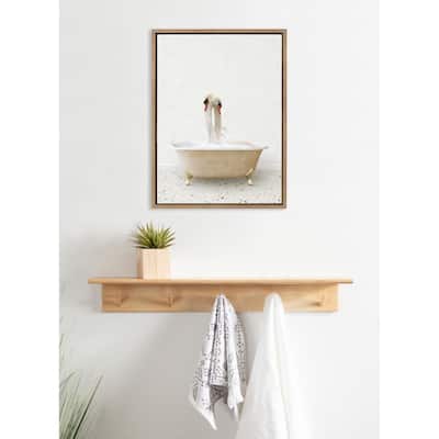 Kate and Laurel Sylvie Swans Hugging Bath Frame Canvas by Amy Peterson