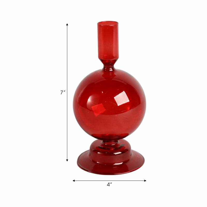 Modern Candle Holder with Round Bubble Sculptural Base - 4" x 4" x 7"