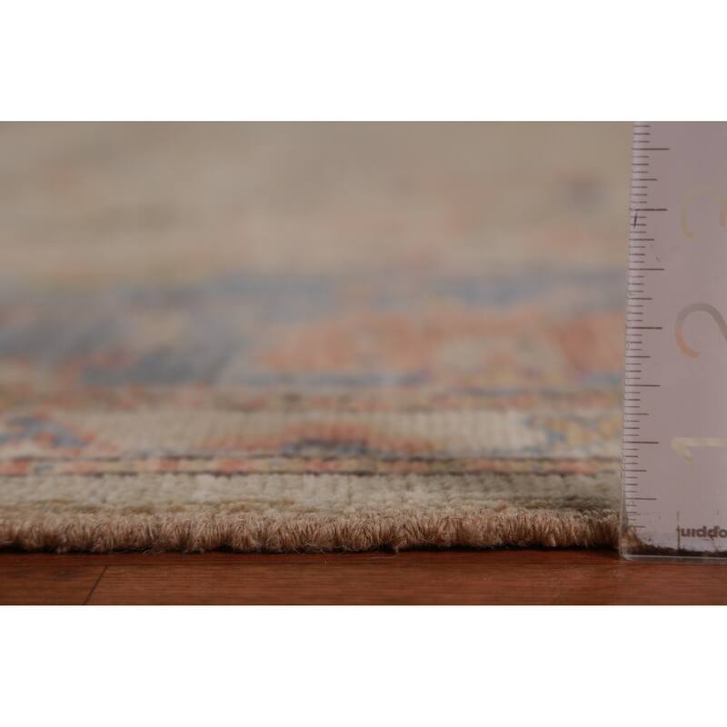 Hand Knotted Oriental 100% Wool Carpet Transitional All-Over Beige & Ivories Oushak Area Rug - 11' 9'' X 9' 1''