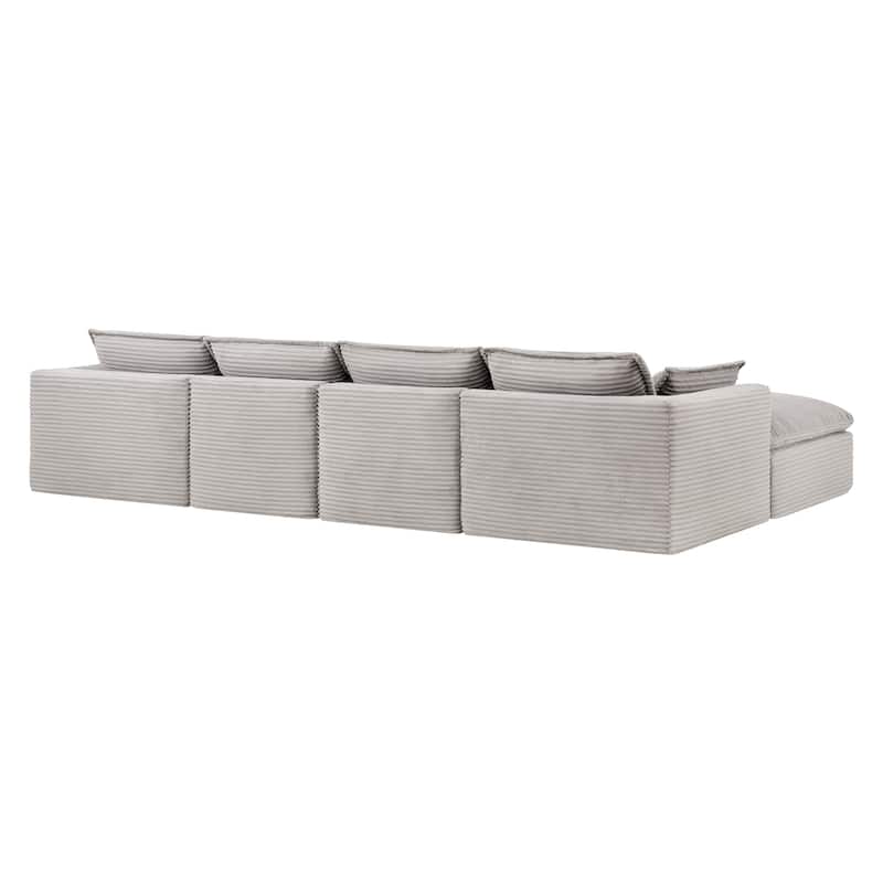 U Shaped Sectional Sofa, 142" Comfy Cloud Modular Sectional Couch with 2 Ottoman, 6 Seat Modular Sofas for Livingroom, Apartment