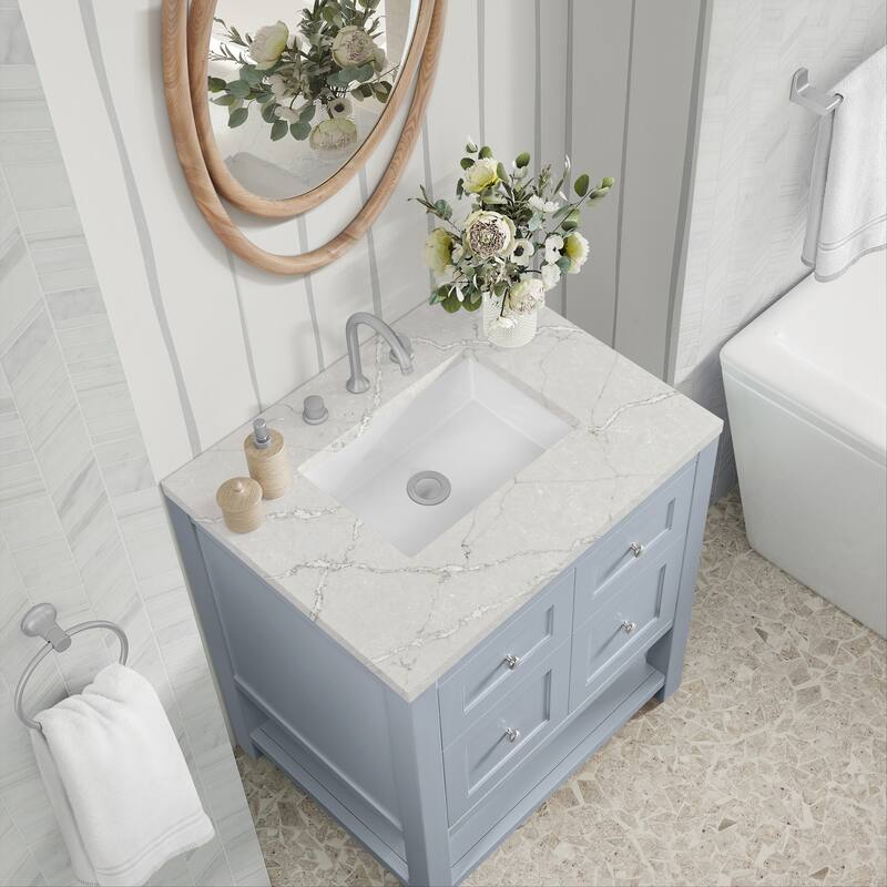 Breckenridge 30" Single Vanity, Serenity Blue - 30 - Victorian Silver