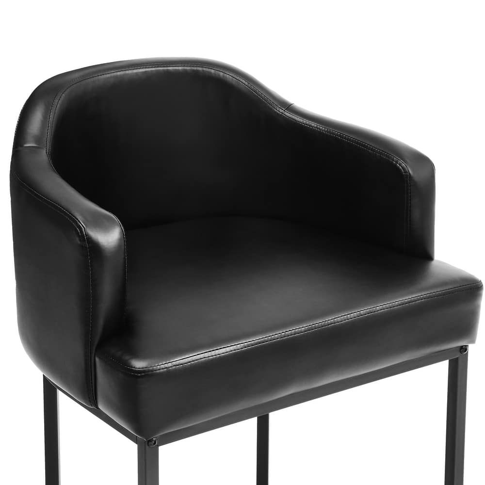 26 in. Counter Height Fabric Upholstered Low Back Bar Stool Modern Kitchen Island Stool with Black Metal Frame