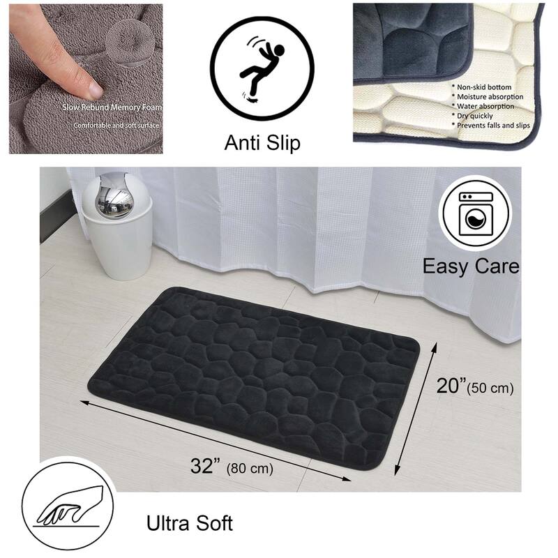 Memory Foam Bath Mat Pebble Design 32x20