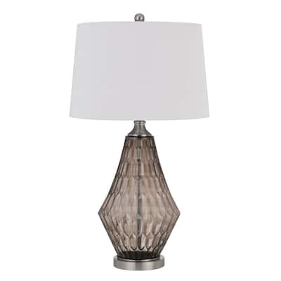 Geometric 31-Inch Table Lamp with Fabric Shade for Living Room - 17" x 17" x 31"