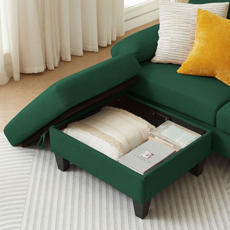 86.22" L Shaped Sectional Sofa with Side Storage Pockets