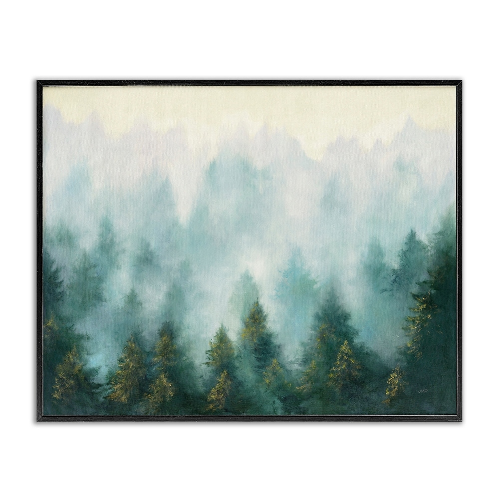 Stupell Abstract Pine Forest Landscape with Mist Green Painting Framed Giclee Texturized Art by Julia Purinton