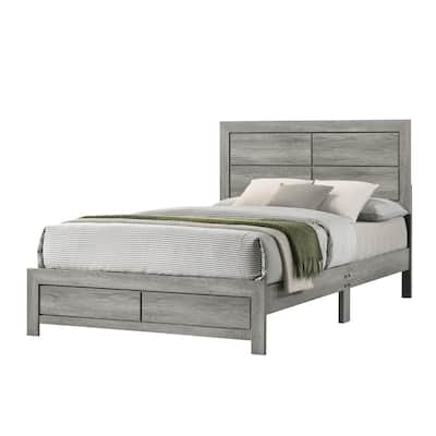 Full Size Wood Panel Bed with Quad Panel Headboard (Complete in One Box)