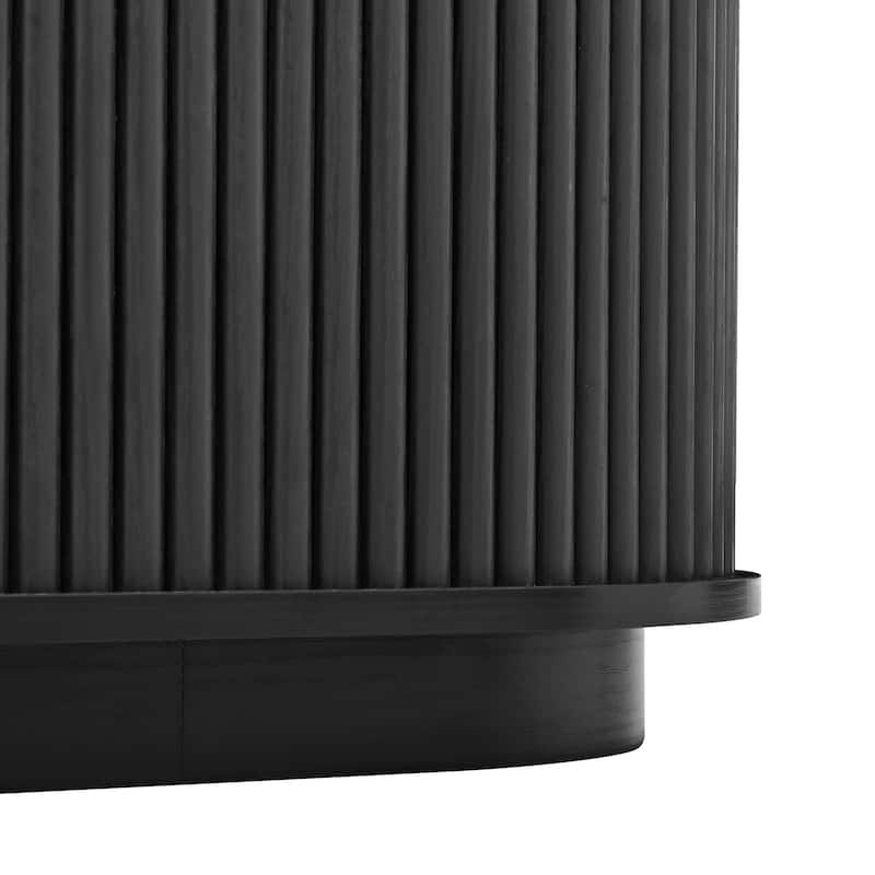 Wood TV Stand with Tambour Doors, Media Console with Adjustable Storage & Cable Holes, Entertainment Center for TVs up to 75"