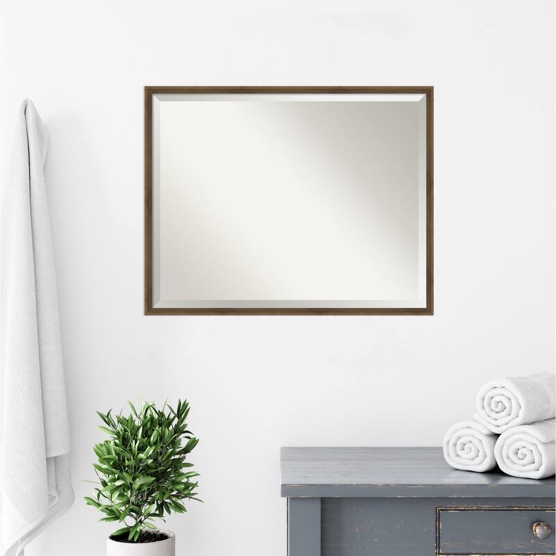 Beveled Wood Bathroom Wall Mirror - Lucie Frame