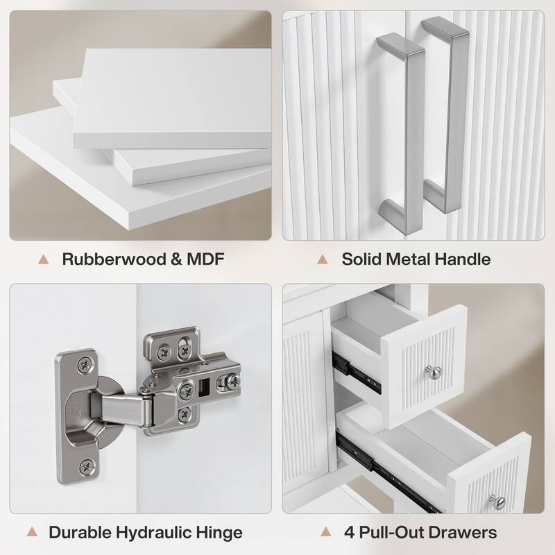 24" Modern Bathroom Vanity with Sink, Freestanding Bathroom Vanities Cabinet Combo, Solid Wooden Frame