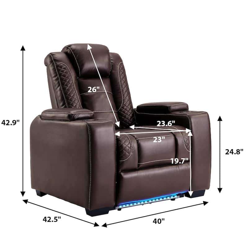 Electric Recliner Adjustable Headrest with USB Ports and Cup Holders Home Theater Seating Reclining Chair Hidden Arm Storage