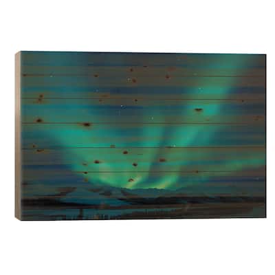 Aurora Borealis Above The Endicott Mountains, Brooks Range, Alaska, USA Print On Wood by Hugh Rose - Multi-Color