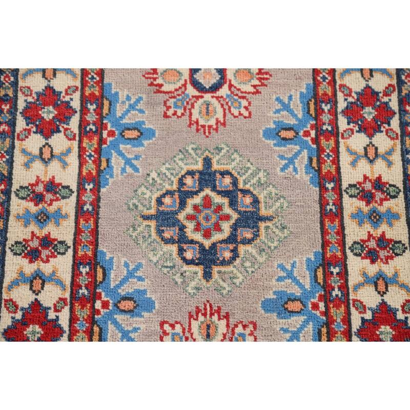 Gray Kazak Oriental Foyer Rug Hand-Knotted Wool Carpet - 2'1" x 3'1"