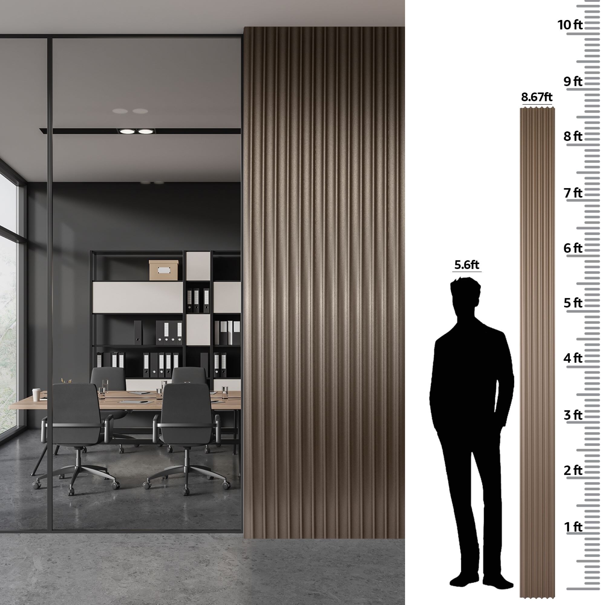 Art3d 104'' X 6.3'' Fluted Wall Panel for Interior Decor, WPC Wall