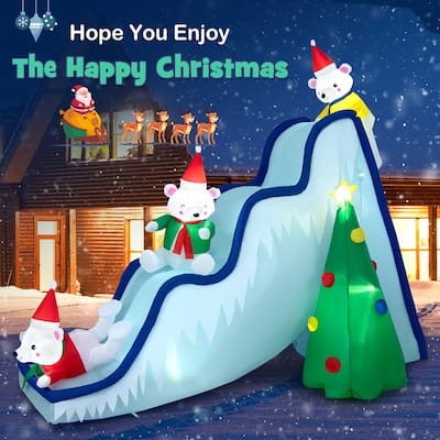 Costway 7.5FTInflatable Polar Bear Slide Scene Decoration, Blowup - See Details