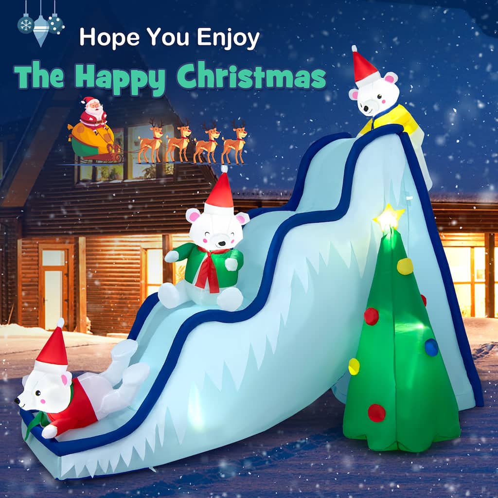 Costway 7.5FTInflatable Polar Bear Slide Scene Decoration, Blowup - See Details