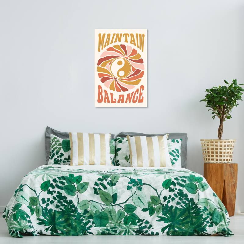 Wynwood Studio Canvas Spiritual and Religious Maintain Balance Brown and Ochre Modern & Contemporary Wall Art Canvas Print - 24 x 36