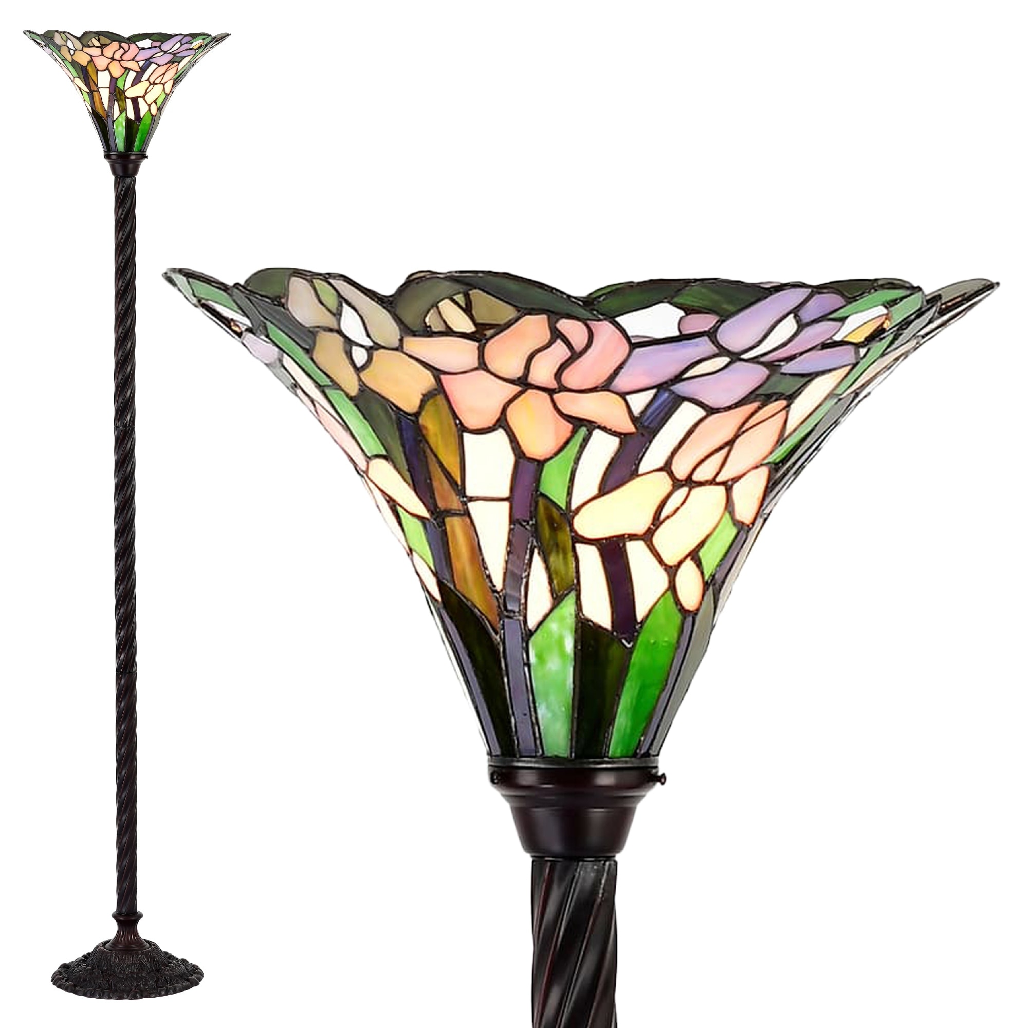 Warehouse of Tiffany Tiffany-style Iris Torchiere