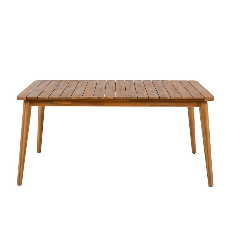 Acacia Wood Dining Table 6-Person Outdoor Table, Farmhouse Furniture, Teak 180 LBS Weight Capacity 63"L