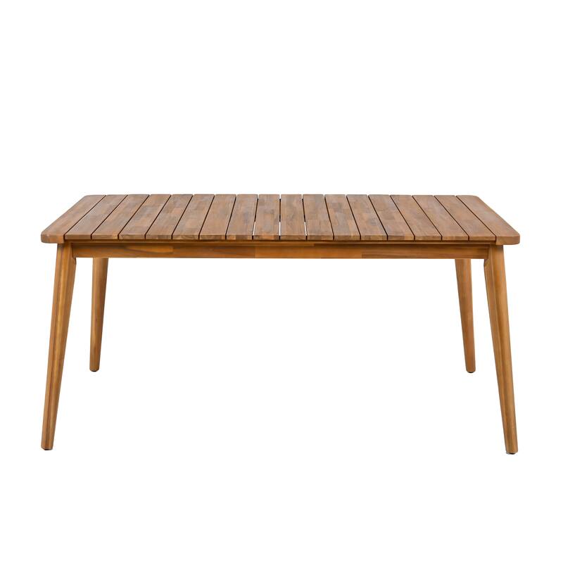 Roomfitters 72/63 Inch 8/6-Person Acacia Wood Dining Table, Outdoor Farmhouse Furniture for Patio, Garden, Backyard, Teak