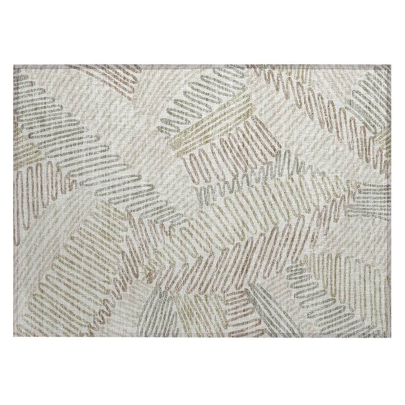 Machine Washable Indoor/ Outdoor Chantille Contemporary Squiggles Rug