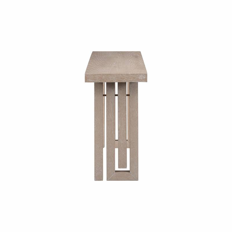 Uniquely Designed Oak Veneer Console Table with Distinctive Side Shapes