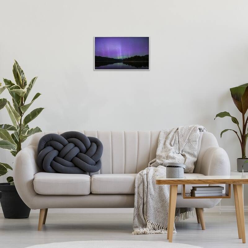 Stupell Luminous Purple Northern Lights Framed Giclee Art Design By Nancy Crowell