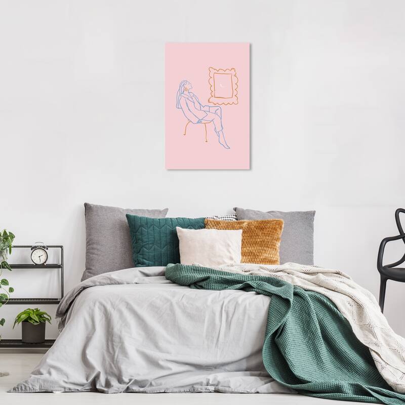 Wynwood Studio Canvas Fashion and Glam The Mirror Window Pink and Pastel Pink Modern & Contemporary Wall Art Canvas Print - 24 x 16