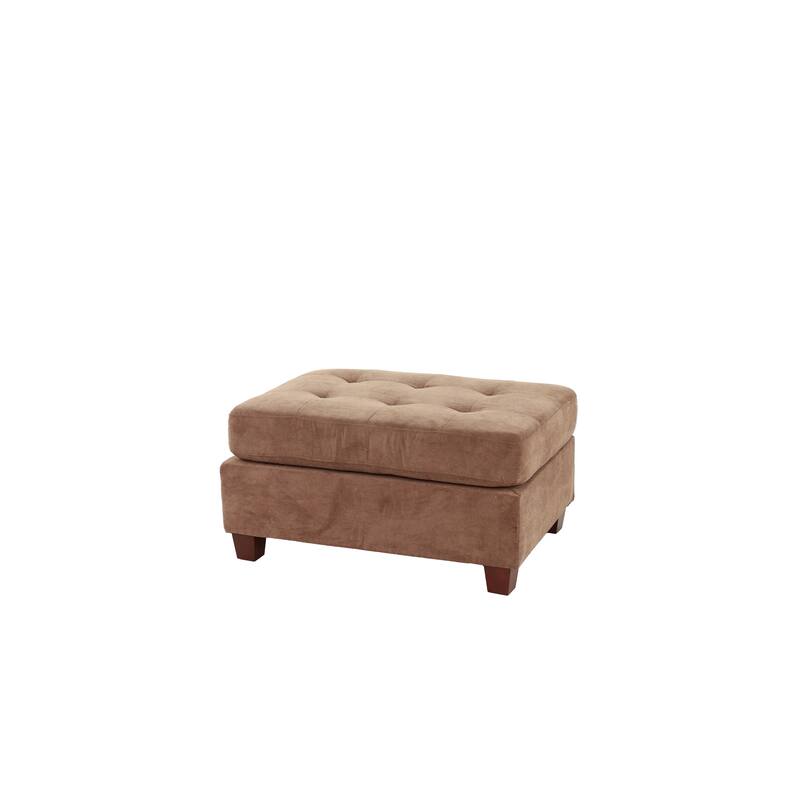 Cocktail Ottoman Waffle Suede Fabric Truffle Color W Tufted Seats Ottomans Hardwoods Living Room