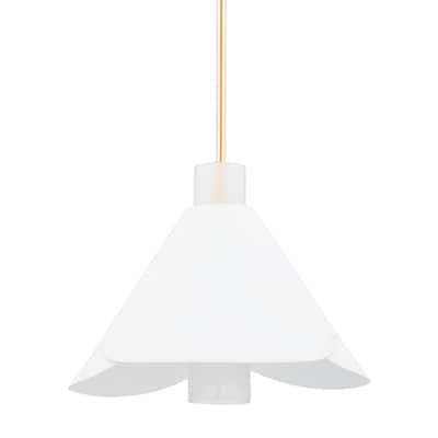 Dawson - 1 Light Pendant - Gold Leaf/White Plaster