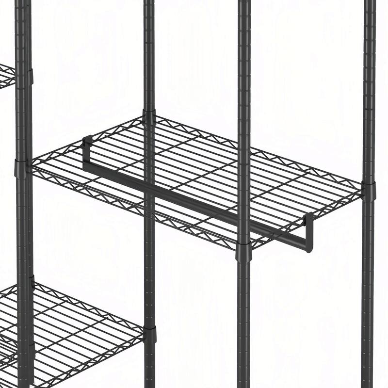 Heavy Duty Garment Rack，Clothes Rack with 8 Adjustable Wire Shelves and 5 Clothes Rails