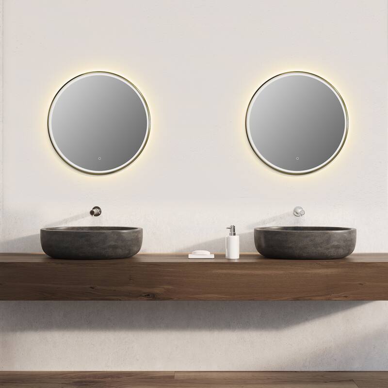 Altair Palme Round Framed Bathroom LED Lighted Wall Mirror