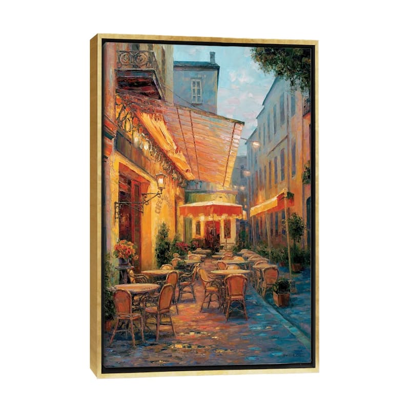 iCanvas "Cafe Van Gogh 2008, Arles France" by Haixia Liu Framed Canvas Print - Gold - 48x32