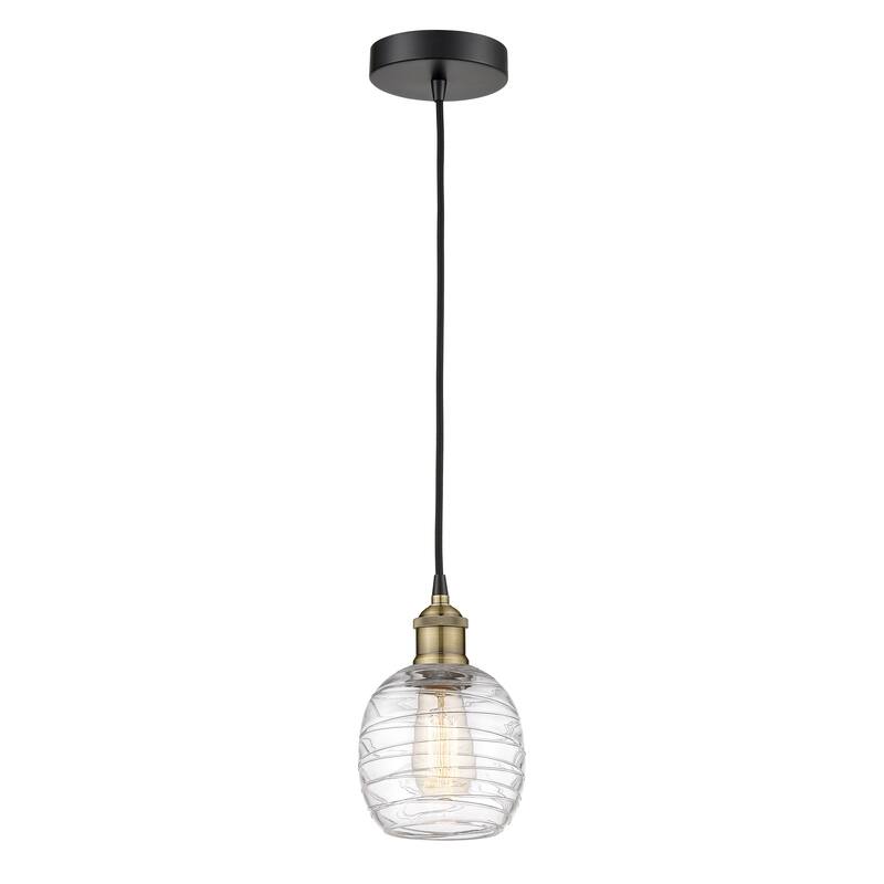 Innovations Lighting Belfast - 1 Light 6" Cord Hung Mini Pendant. - Deco Swirl/Black Antique Brass