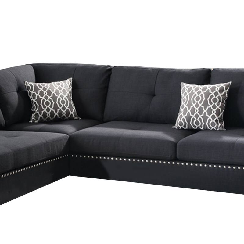 Polyfiber 3 Pieces Sectional Set With Ottoman In Black