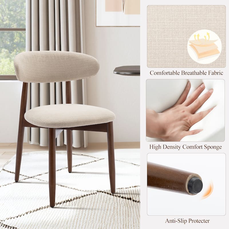 Modern Farmhouse Wooden Dining Chairs (Set of 2/4/6) – Upholstered Fabric Side Chairs with Floor Protectors
