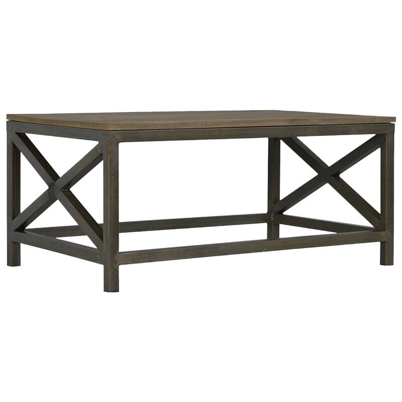 Artisan Furniture Solid Wood Industrial Cross Metal Coffee Table