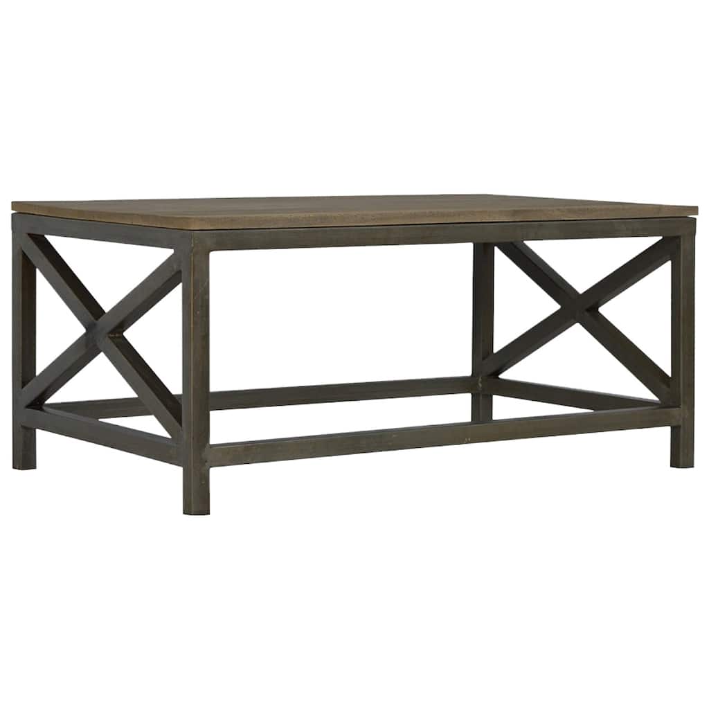 Artisan Furniture Solid Wood Industrial Cross Metal Coffee Table