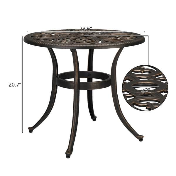 dimension image slide 1 of 3, Patio 23.6" Cast Aluminum Dining Table