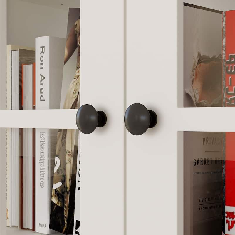 White Glass Door China Cabinet with Drawers, Large Buffet Hutch Sideboard Storage Cabinet for Dining Room - 74.8"x74.8"