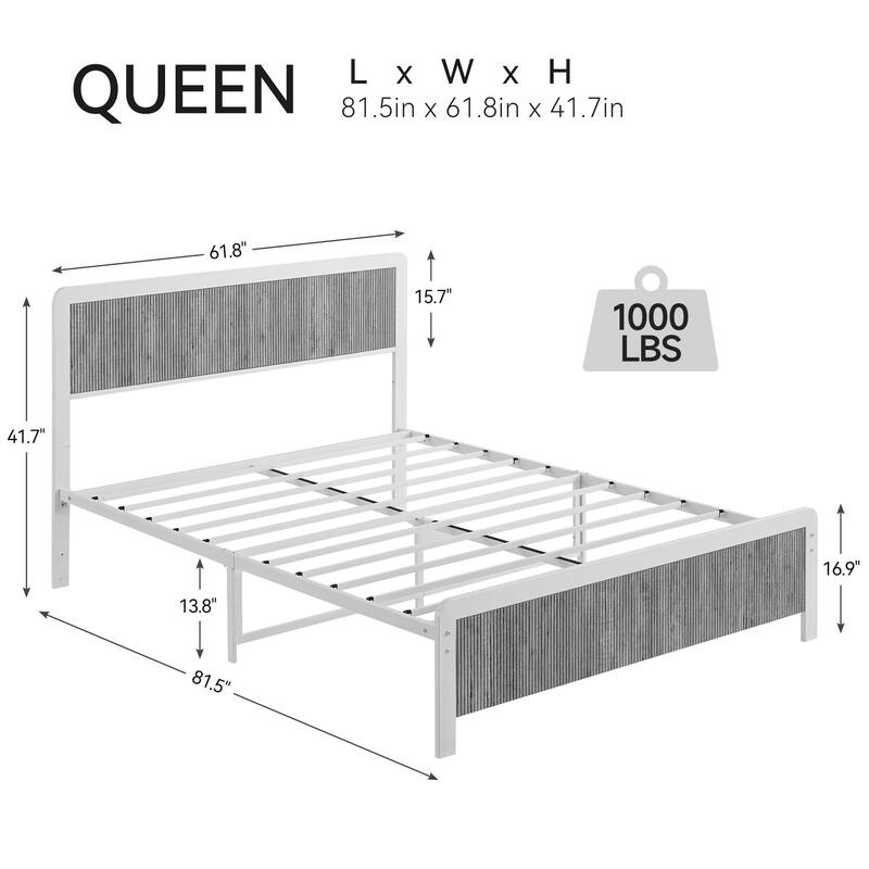 Bed Frame with Wave Wood Headboard