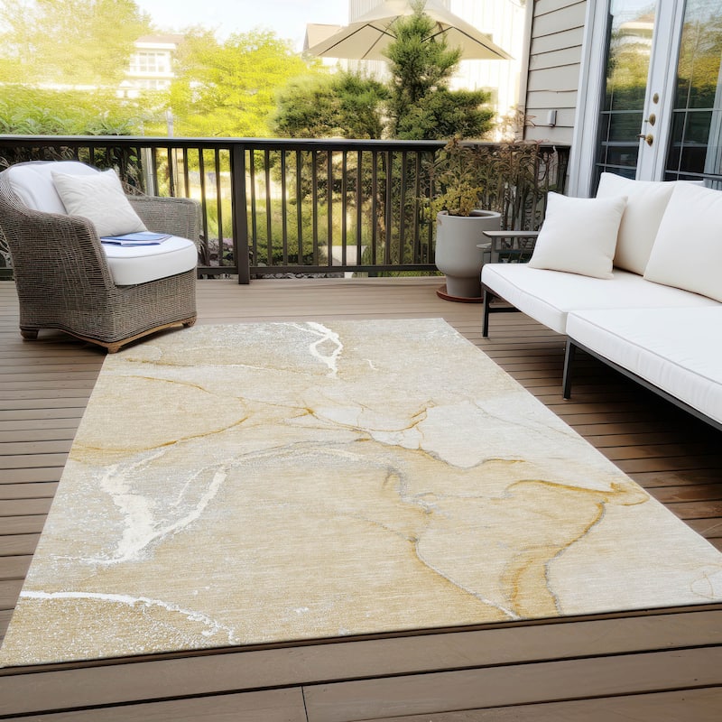 Machine Washable Indoor/ Outdoor Abstract Chantille Rug