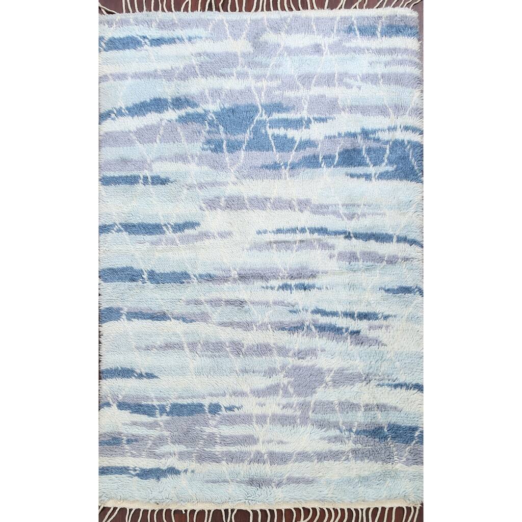 Trellis Geometric Plush Moroccan Oriental Area Rug Wool Hand-Knotted - 5'2" x 7'11"